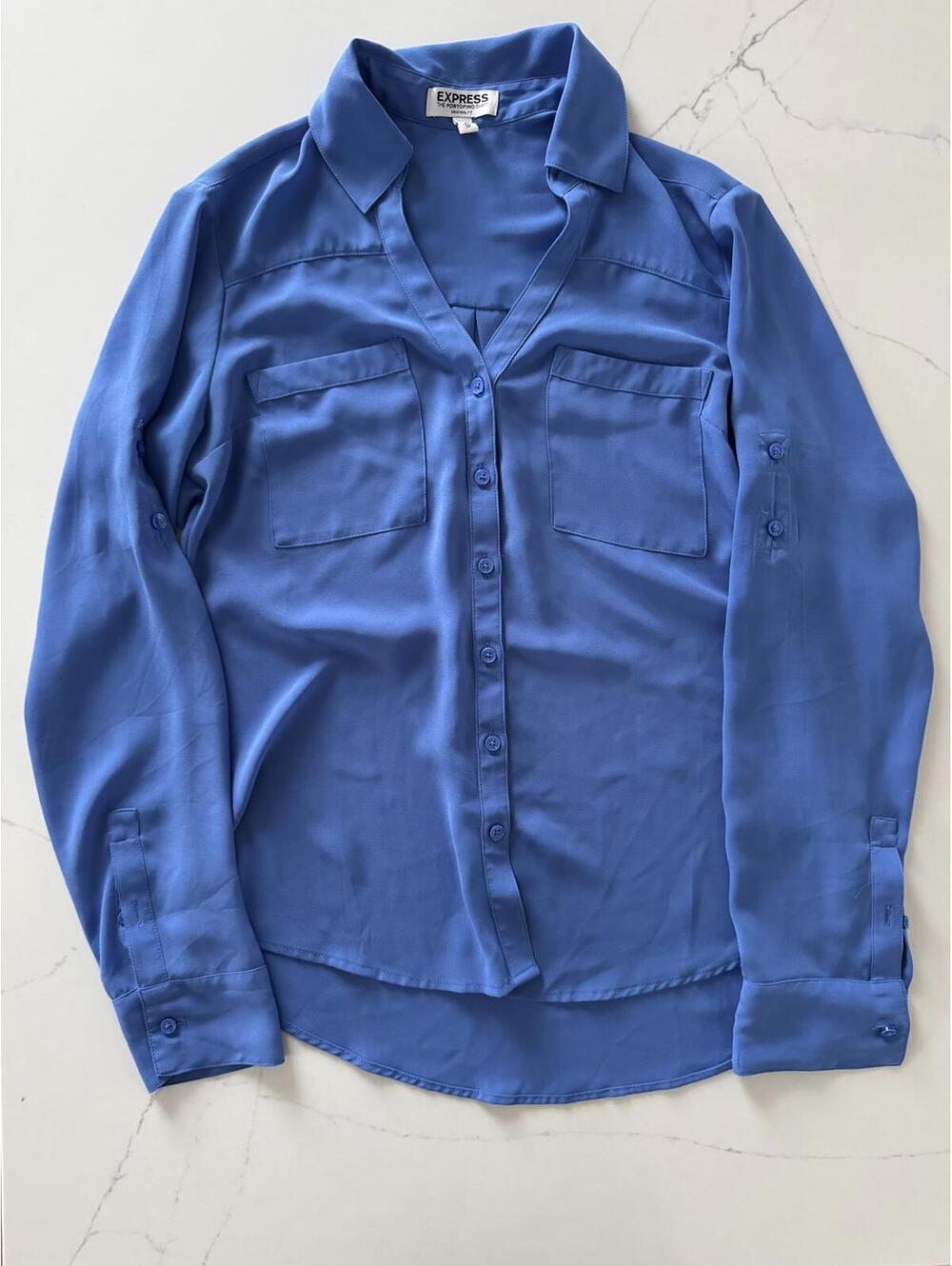 Express The Portofino Shirt Original Fit in Blue, Size XS